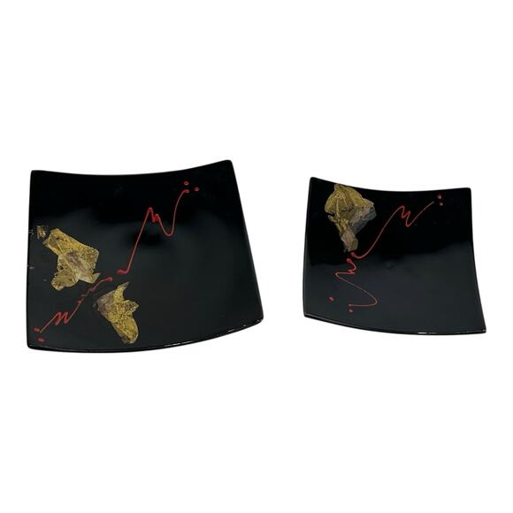 collin fused art glass Trinket tray handcrafted dish signed set of 2 - Picture 8 of 16